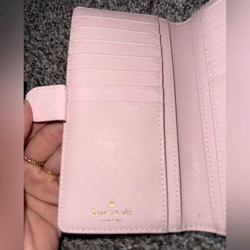 Kate spade light pink slim snap card holder wallet